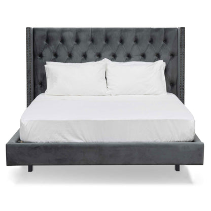 Carolina Queen Bed Frame - Charcoal Velvet - Last One