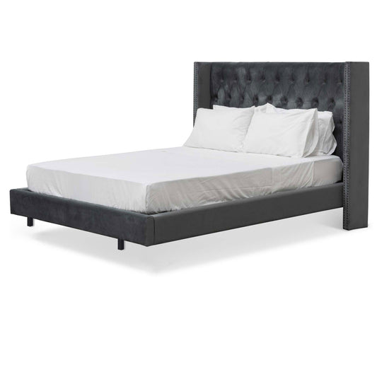 Carolina Queen Bed Frame - Charcoal Velvet - Last One