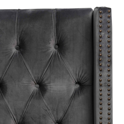 Carolina King Bed Frame - Charcoal Velvet