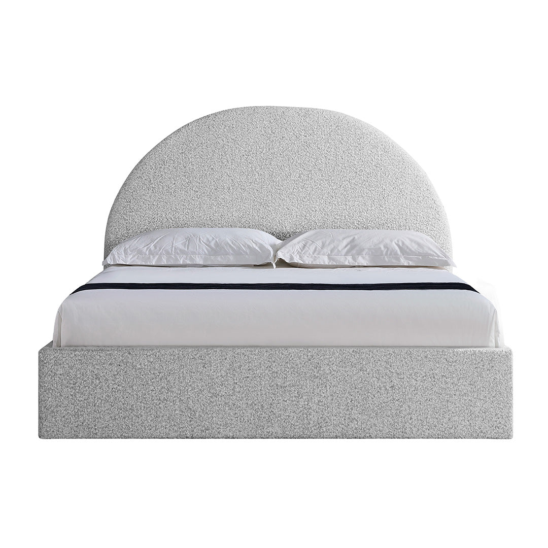 Antonia Queen Bed Frame - Cloudy Pepper Boucle with Storage