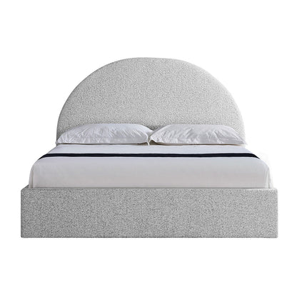 Antonia Queen Bed Frame - Cloudy Pepper Boucle with Storage