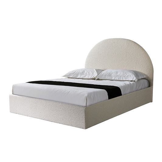 Antonia King Bed Frame - Antique White Boucle with Storage