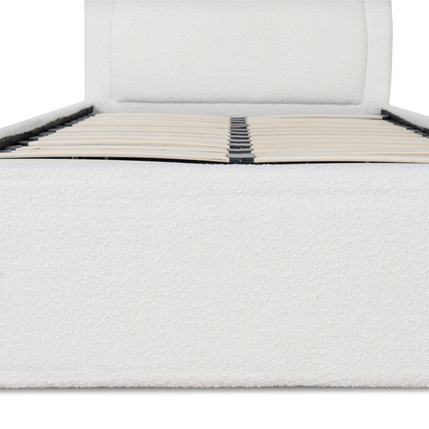 Antoni Single Sized Bed Frame - Antique White Boucle with Storage
