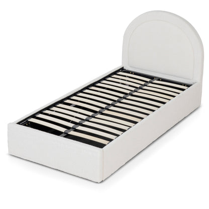 Antoni Single Sized Bed Frame - Antique White Boucle with Storage