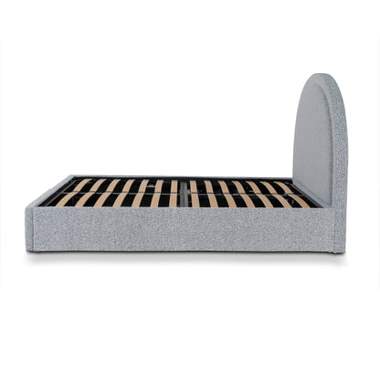 Antoni Queen Bed Frame - Cloudy Pepper Boucle with Storage