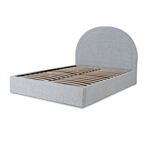 Antoni Queen Bed Frame - Cloudy Pepper Boucle with Storage