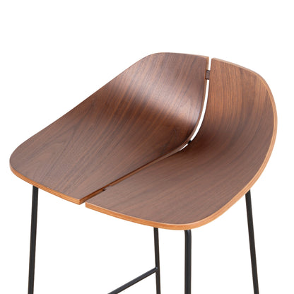Breeze 65cm Matte Black Bar Stool - Walnut