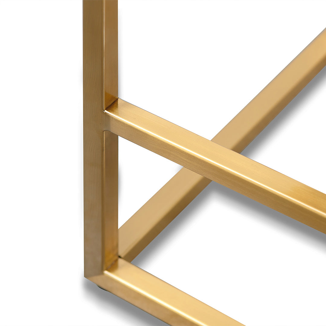Adela Hail Grey Bar Stool - Brushed Gold Base