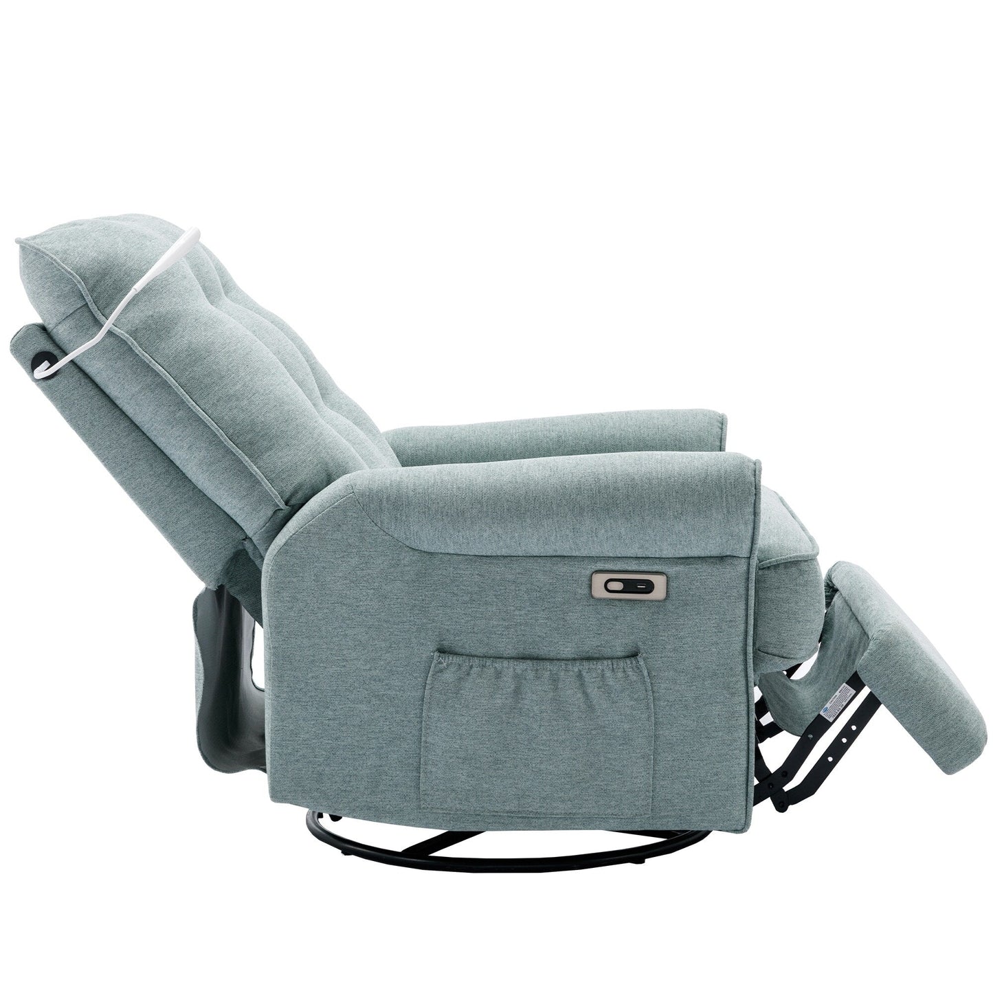 Beige 270° Swivel Recliner Chair with USB Ports, Touch Lamp, Side Pocket Storage, and Rockable Base