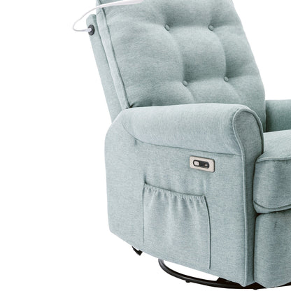 Beige 270Â° Swivel Recliner with USB Charging Ports, Touch Lamp, Rocking Base, and Side Storage Pocket