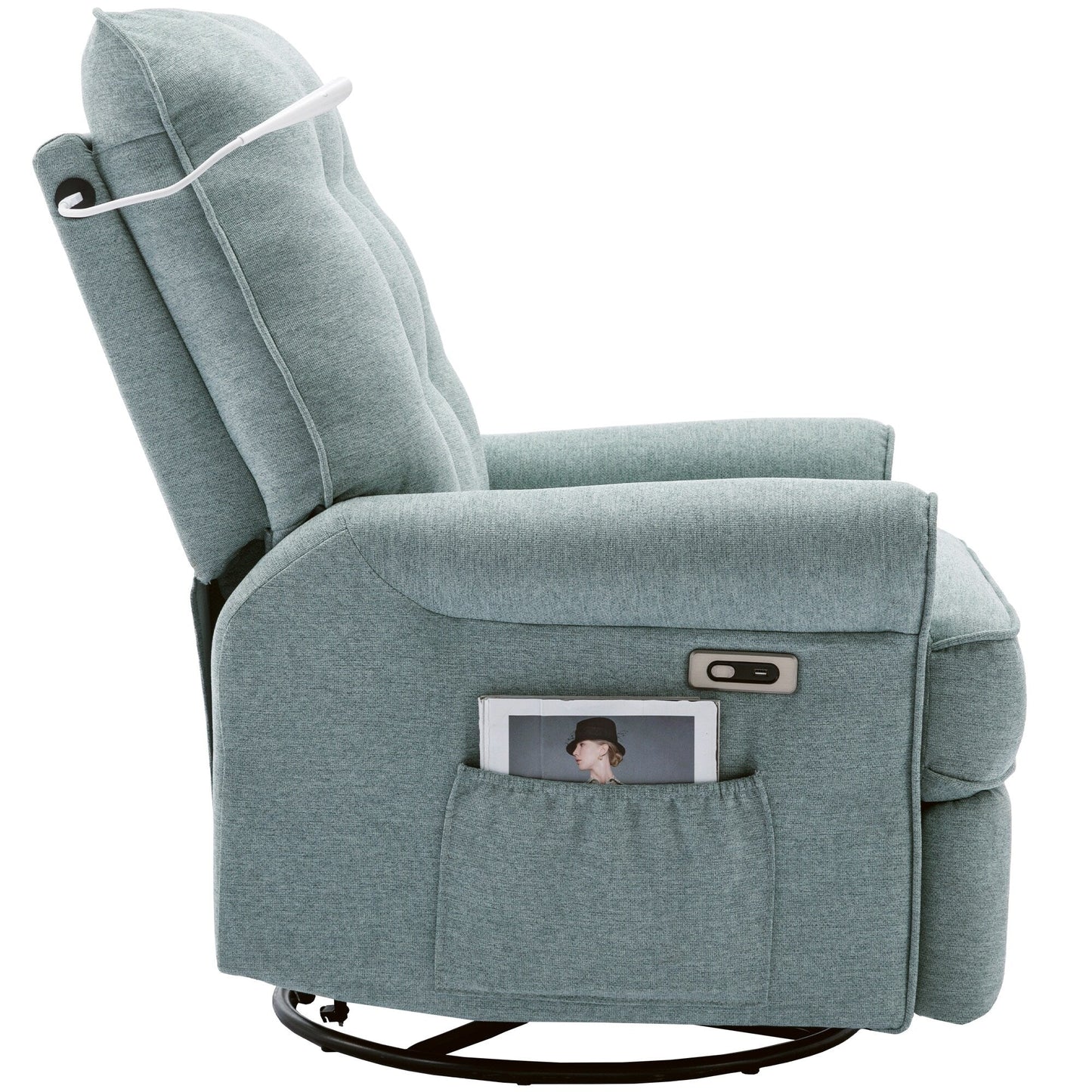 Beige 270° Swivel Recliner with USB Ports, Rockable Base, Side Pocket, and Touch Lamp for Living Room/Bedroom