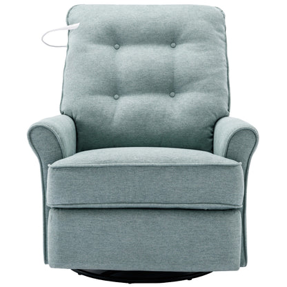 Beige 270° Swivel Recliner with USB Ports, Rockable Base, Side Pocket, and Touch Lamp for Living Room/Bedroom