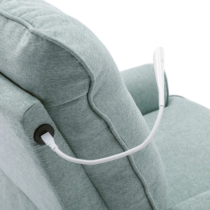 Beige 270° Swivel Recliner with USB Ports, Touch Lamp, Side Pocket Storage, and Rocking Base