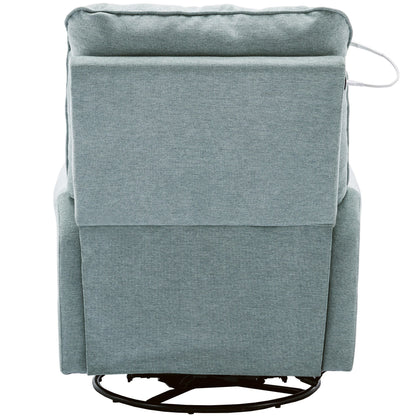 Beige 270° Swivel Recliner with USB Ports, Touch Lamp, Side Pocket Storage, and Rocking Base