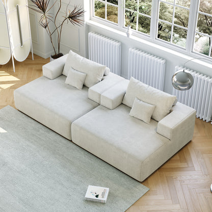 Beige Chenille Single Sleeper Chair Sofa with Backrest Pillow