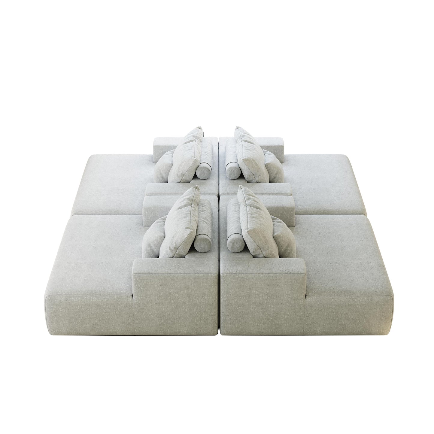Beige Chenille Single Sleeper Chair Sofa with Backrest Pillow