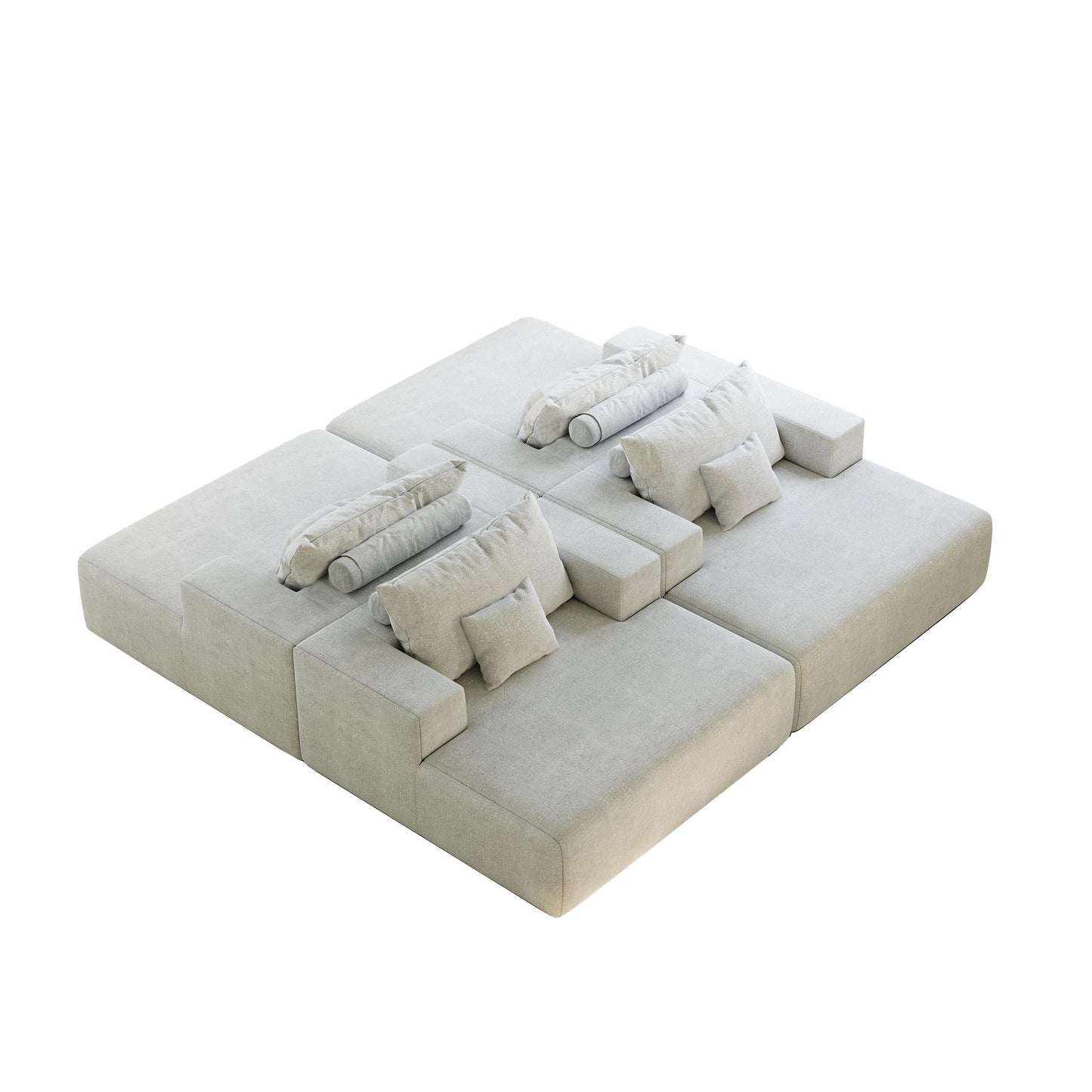 Beige Chenille Single Sleeper Chair Sofa with Backrest Pillow