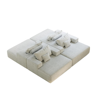 Beige Chenille Single Sleeper Chair Sofa with Backrest Pillow