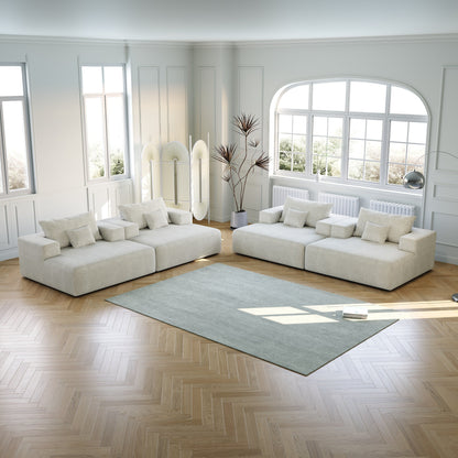Beige Chenille Single Sleeper Chair Sofa with Backrest Pillow