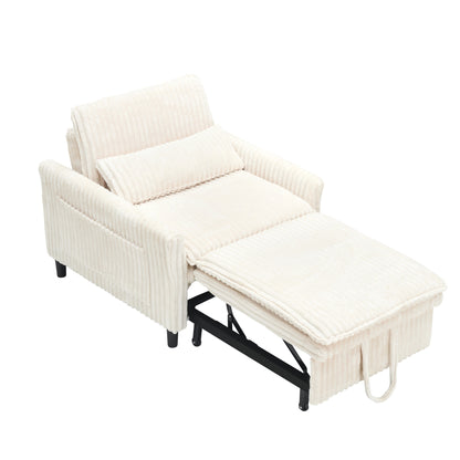Beige comfortable chair for Small apartment Bedroom space Balcony Small sofa bed Lazy Small sofa Sofa with a pillow