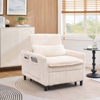 Beige comfortable chair for Small apartment Bedroom space Balcony Small sofa bed Lazy Small sofa Sofa with a pillow
