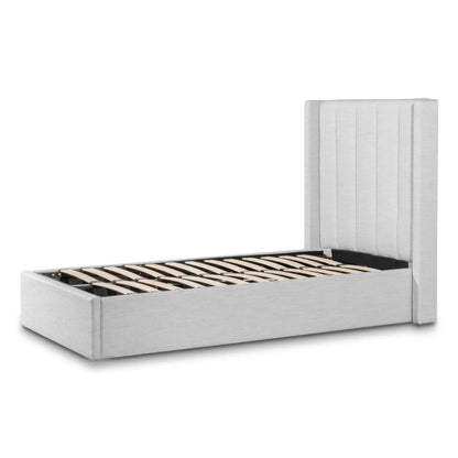 Betsy Fabric Single Bed Frame - Pearl Grey with Storage