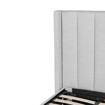 Betsy Fabric Single Bed Frame - Pearl Grey with Storage