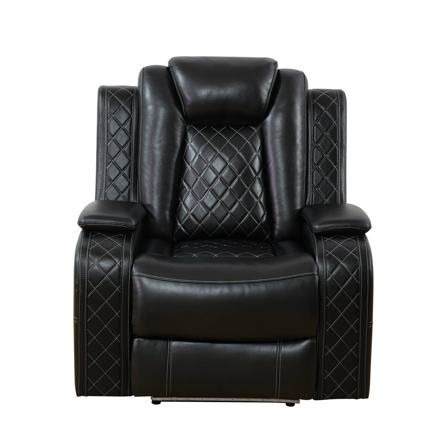 Black Breathing Leather Living Room Sectional Recliner Chair