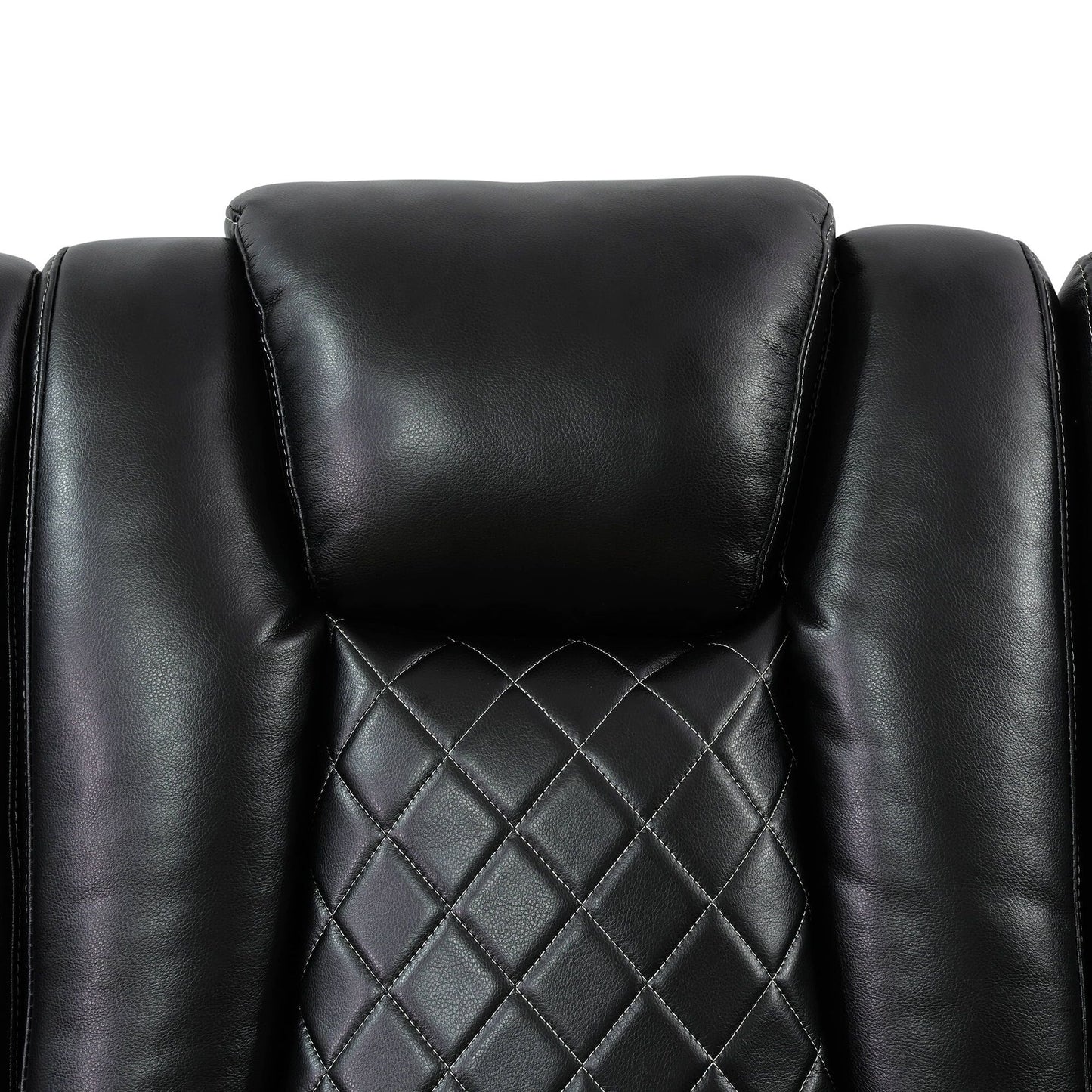 Black Breathing Leather Living Room Sectional Recliner Chair