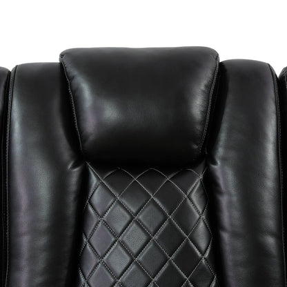 Black Breathing Leather Living Room Sectional Recliner Chair