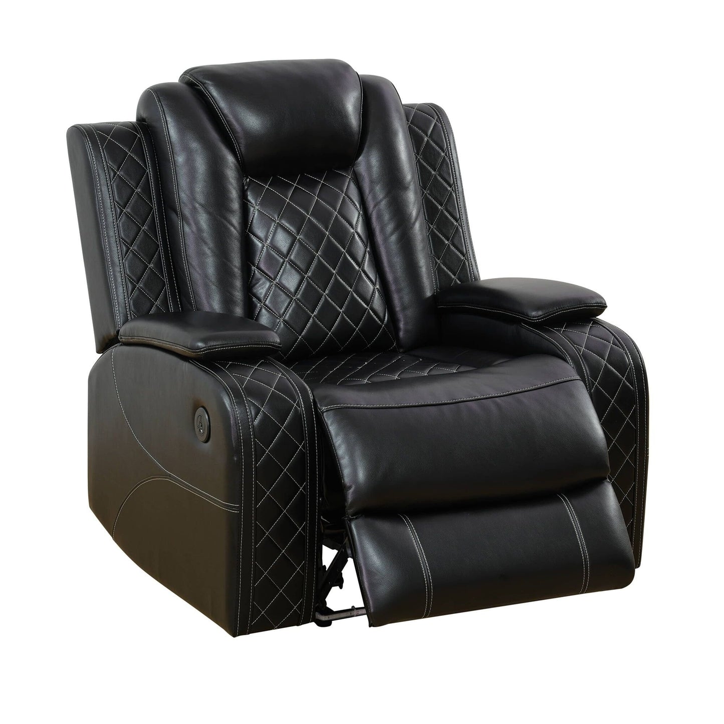 Black Breathing Leather Living Room Sectional Recliner Chair