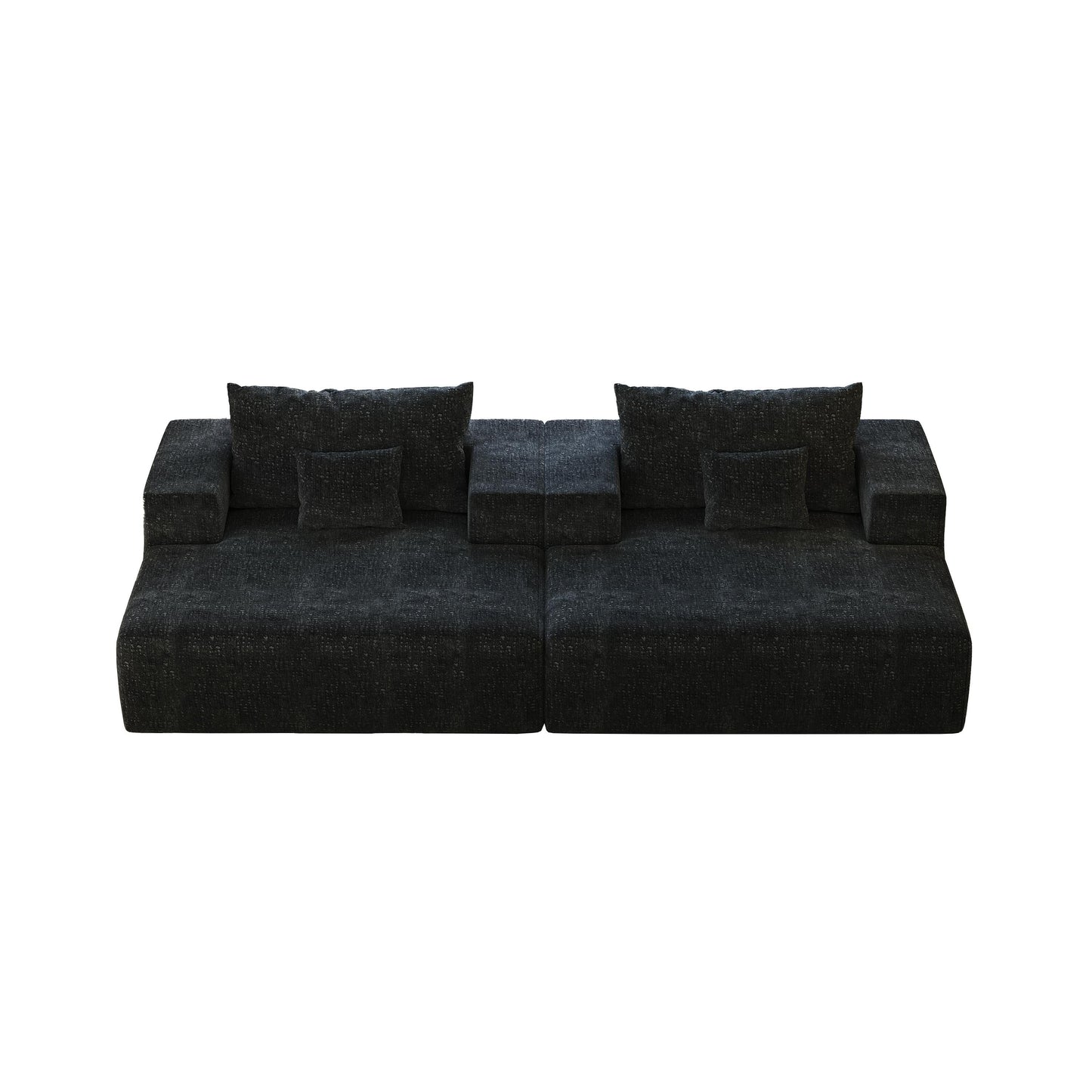Black Chenille Single Sleeper Chair Sofa with Backrest Pillow