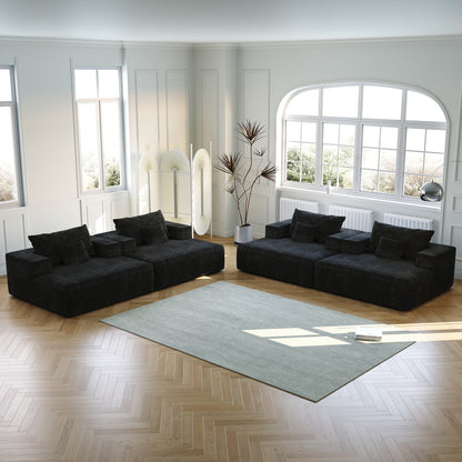 Black Chenille Single Sleeper Chair Sofa with Backrest Pillow