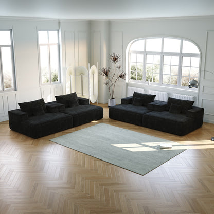 Black Chenille Single Sleeper Chair Sofa with Backrest Pillow