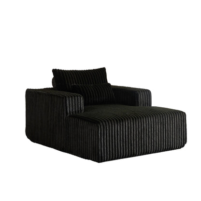 Black Modern 62.5 Corduroy Sponge Sofa Lounge Chair with 2 Pillows for Living Room