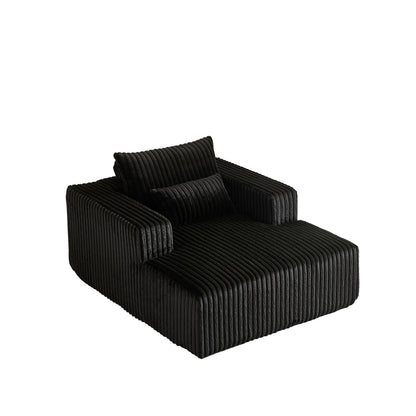 Black Modern 62.5 Corduroy Sponge Sofa Lounge Chair with 2 Pillows for Living Room