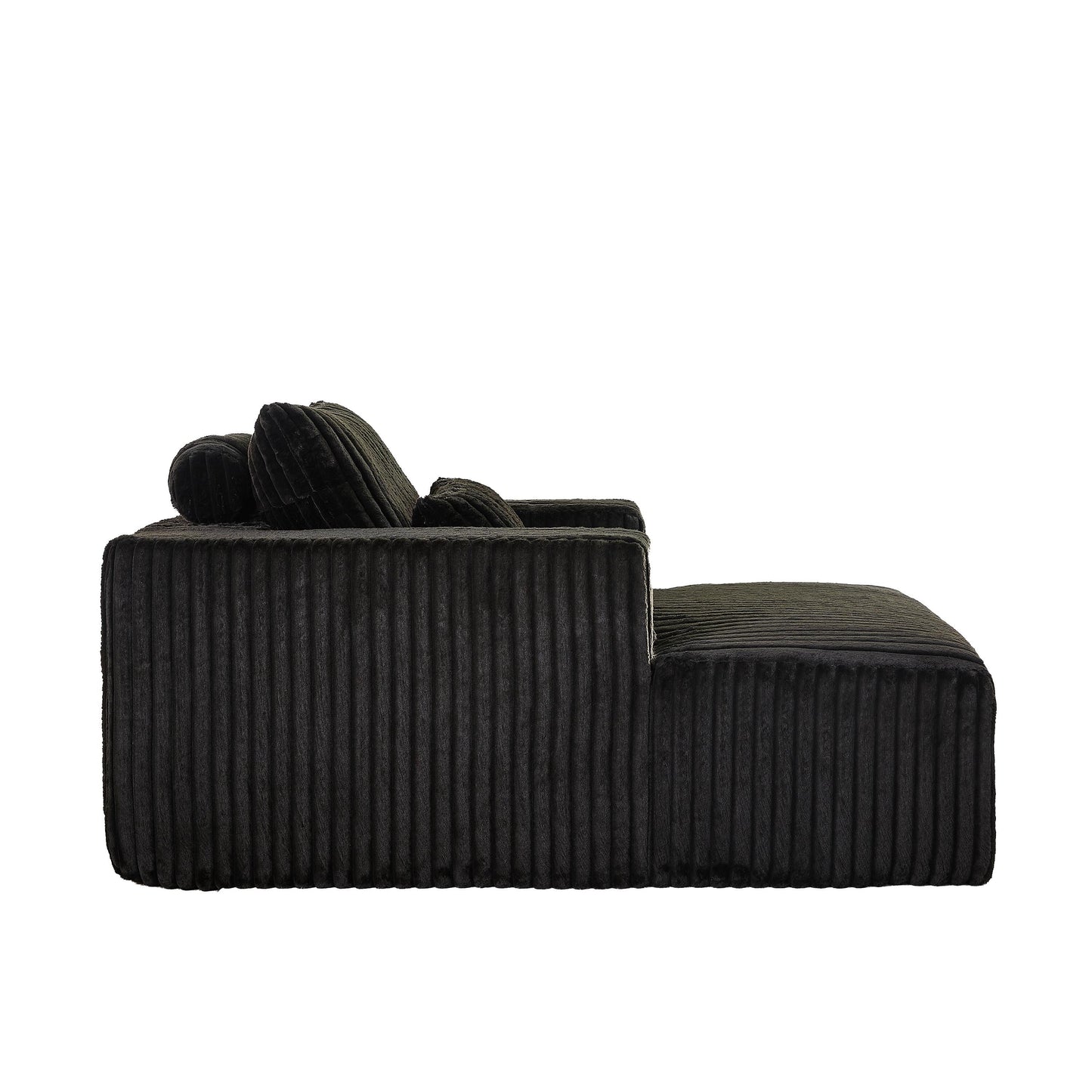 Black Modern 62.5 Corduroy Sponge Sofa Lounge Chair with 2 Pillows for Living Room