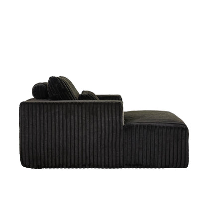 Black Modern 62.5 Corduroy Sponge Sofa Lounge Chair with 2 Pillows for Living Room
