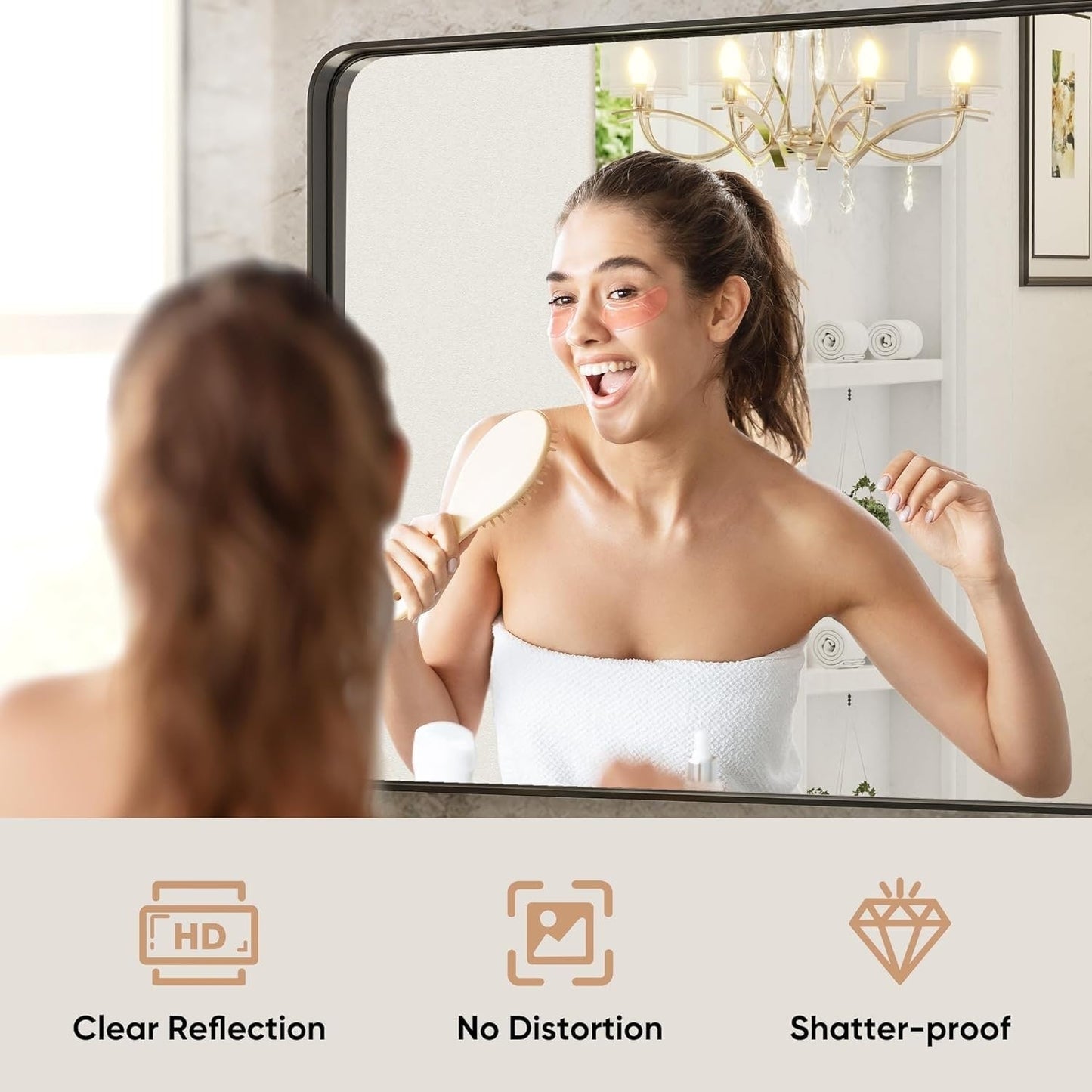 Modern Metal Frame Wall Mounted Bathroom Vanity Mirror with 5-year warranty