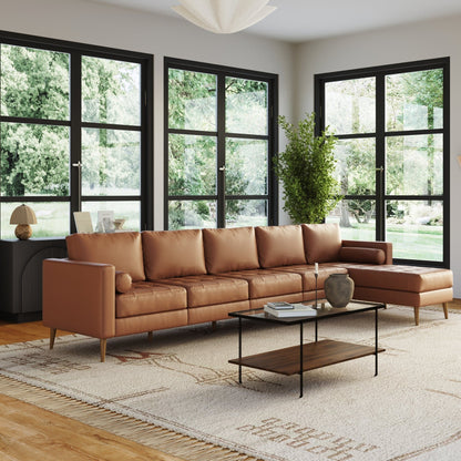 Breeze Mid Century Modern Sofa, Leather Couch with Tufted Cushion and Solid Wood Frame