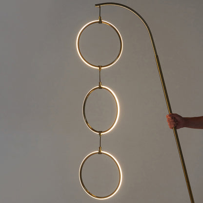 Brightech Nova 74 in. Industrial 3 Ring Light LED Super Bright Floor Lamp with 3-Way Dimmer