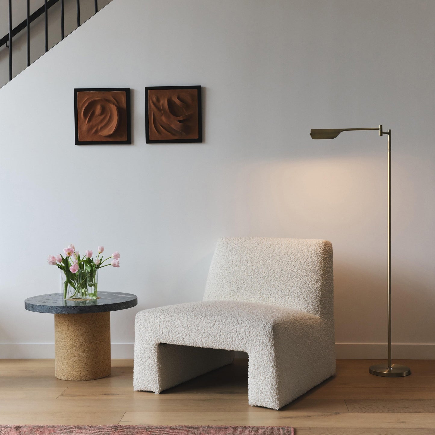 Brightech Leaf 53 in. Industrial 3-Way Dimming LED Floor Lamp with Brass Metal Empire Shade