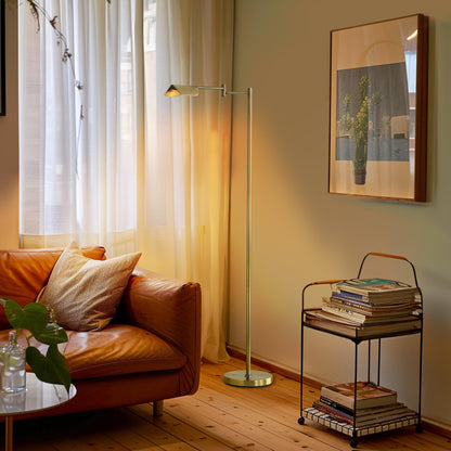 Brightech Leaf 53 in. Industrial 3-Way Dimming LED Floor Lamp with Brass Metal Empire Shade