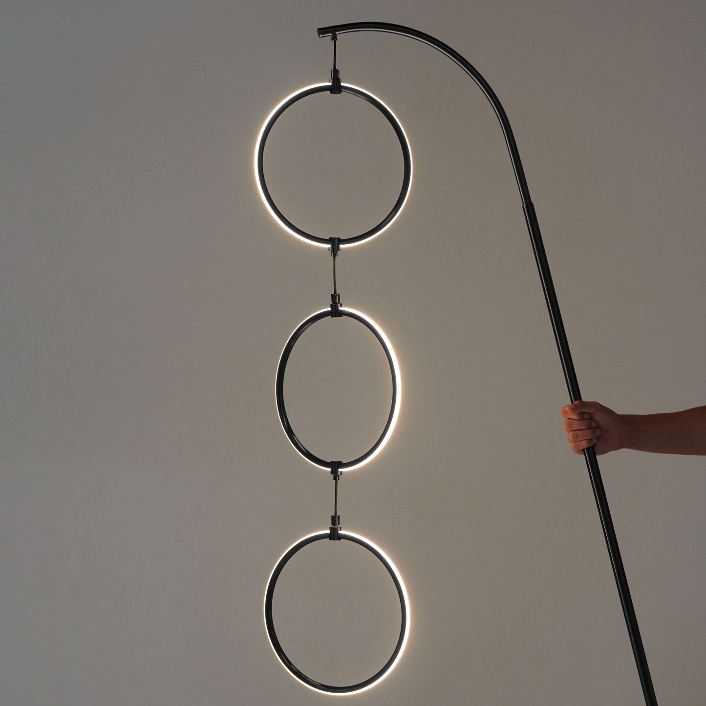 Brightech Nova 74 in. Industrial 3 Ring Light LED Super Bright Floor Lamp with 3-Way Dimmer