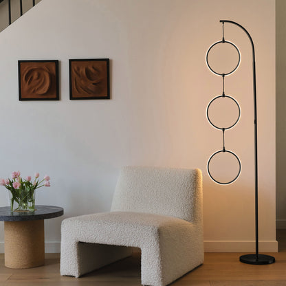 Brightech Nova 74 in. Industrial 3 Ring Light LED Super Bright Floor Lamp with 3-Way Dimmer