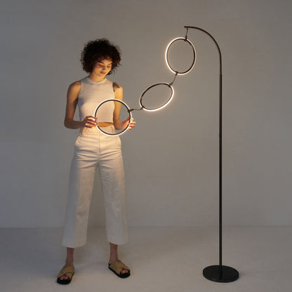 Brightech Nova 74 in. Industrial 3 Ring Light LED Super Bright Floor Lamp with 3-Way Dimmer