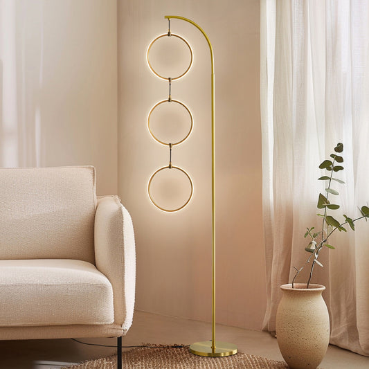 Brightech Nova 74 in. Industrial 3 Ring Light LED Super Bright Floor Lamp with 3-Way Dimmer