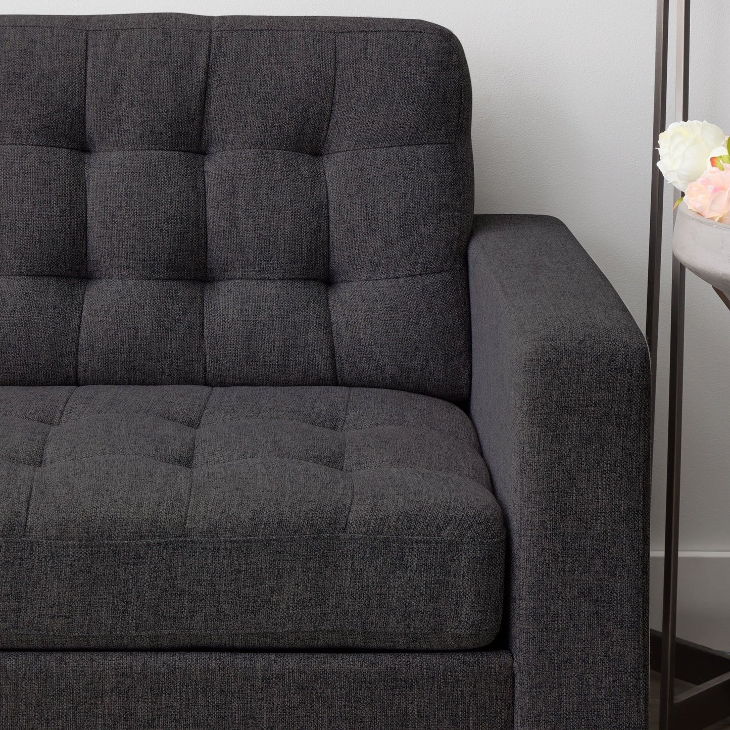 Brookside Brynn 76-in. Square-arm Faux Leather/Velvet/Fabric Sofa