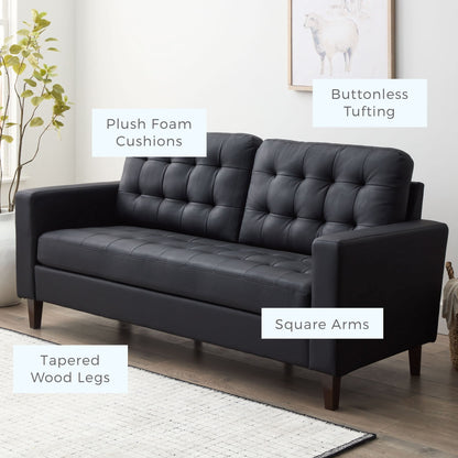 Brookside Brynn 76-in. Square-arm Faux Leather/Velvet/Fabric Sofa