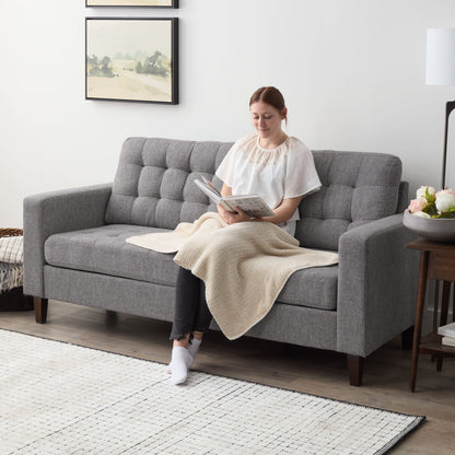 Brookside Brynn 76-in. Square-arm Faux Leather/Velvet/Fabric Sofa